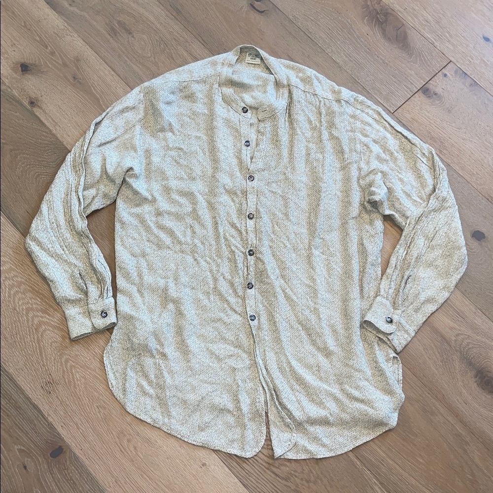 CP Shades Textured Cream Shirt size large button up